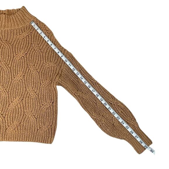 American Eagle Womens Mock Neck Cable Knit Long Sleeve Sweater NWT Tan Medium - Picture 8 of 11